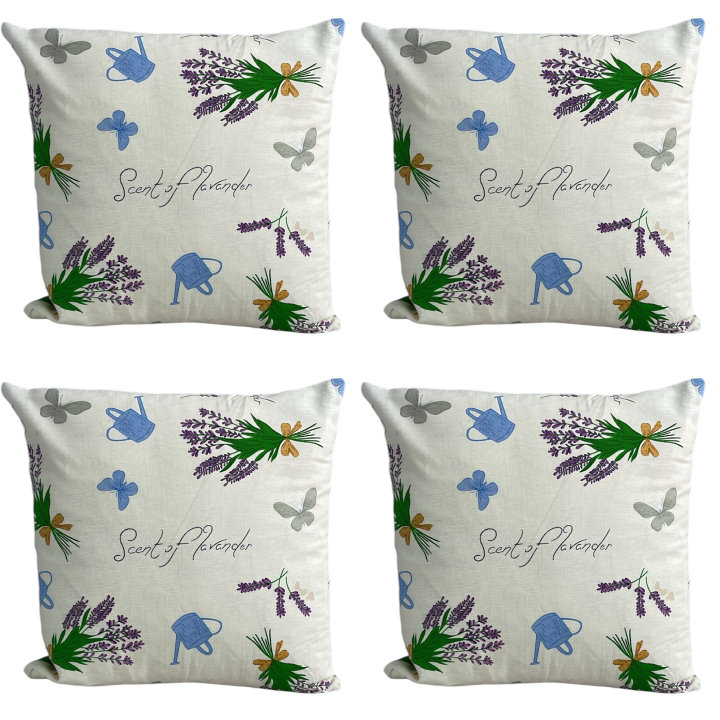 Apergis Floral Cream Square Throw Pillow Cover