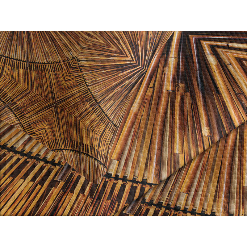 Ambesonne Tribal Bedspread Set Eastern Trippy Wood Pattern Ginger, King Coverlet/Bedspread + 2 Standard Shams