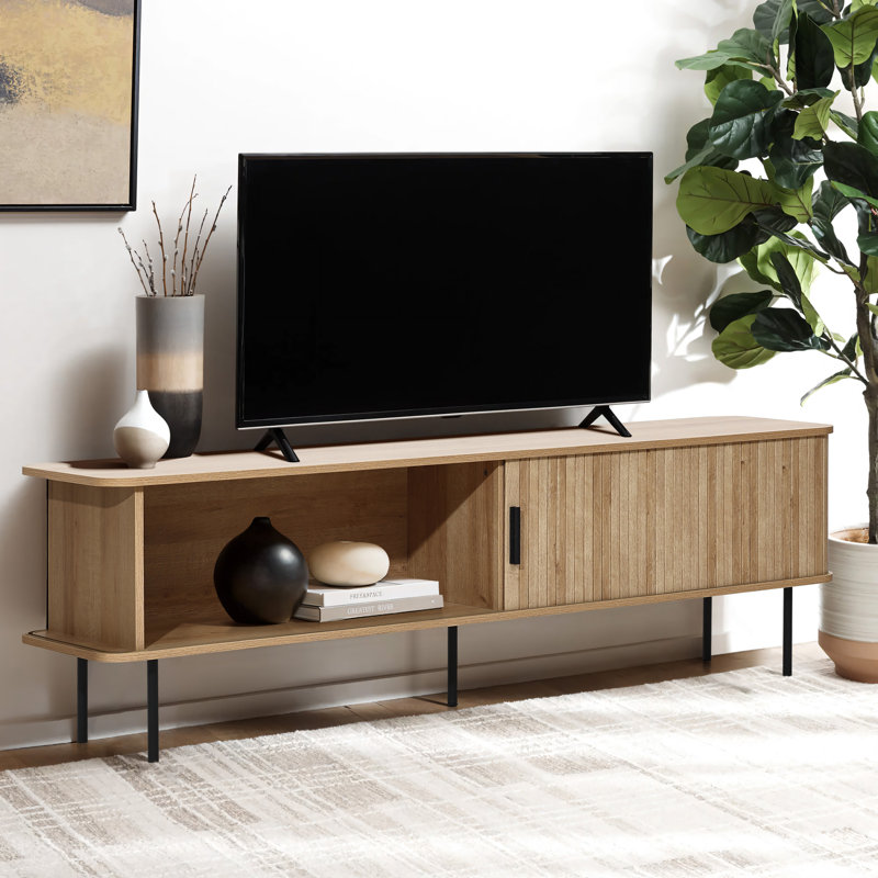62.6'' W Modern TV Stand with Sliding Tambour Doors for TVs up to 65''