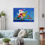 Cool Santa Scooter Colorful Whimsical Abstract Christmas Tree Landscape Nature Wall Art Print-1202795317
