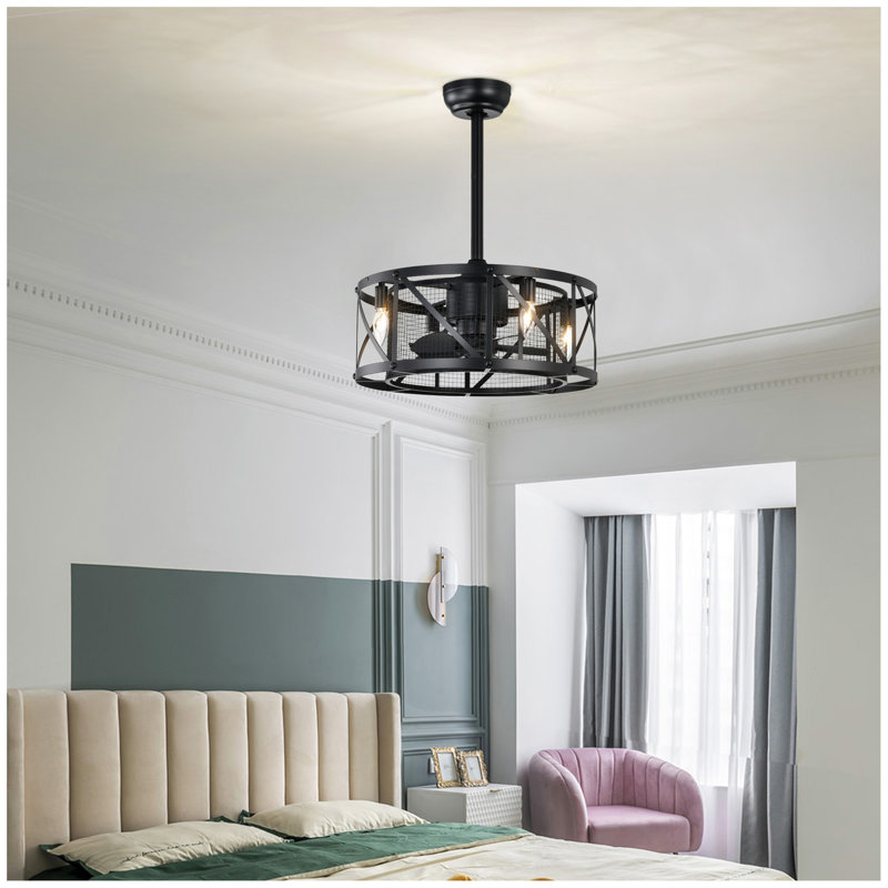 Ventilateur de plafond industriel à 5 pales de 20 po avec télécommande, 5 pales en ABS - noir mat