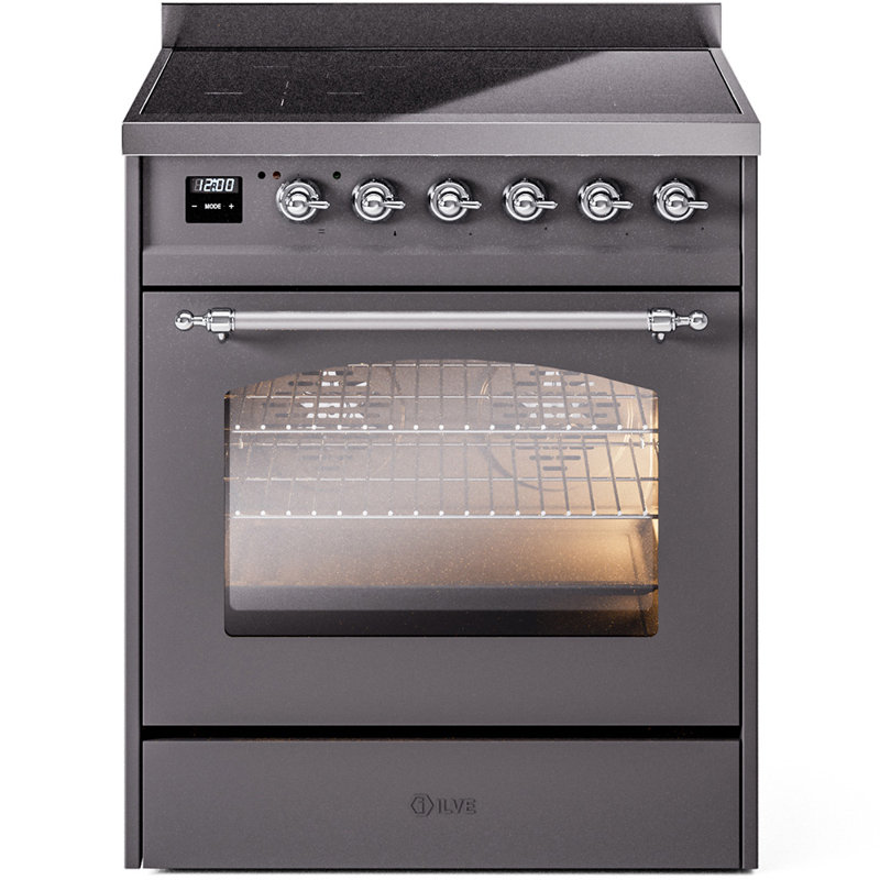 ILVE Nostalgie II 30 in Induction Range, Graphite Matte/Chrome