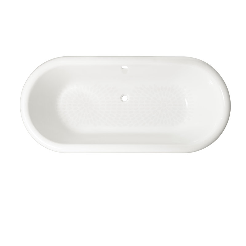 Janade 61'' x 31'' Soaking Cast Iron Bathtub, Polished Nickel, White Interior with White Exterior
