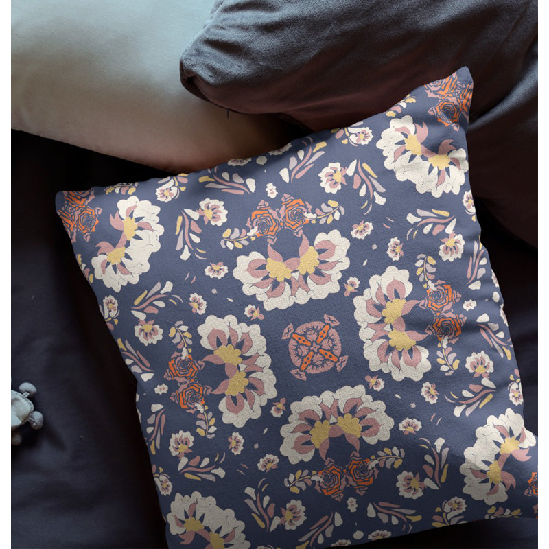 Coussin 18 po x 18 po Broadcloth, Bleu / blanc