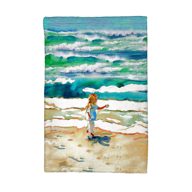 Serviette fille à la plage de thé