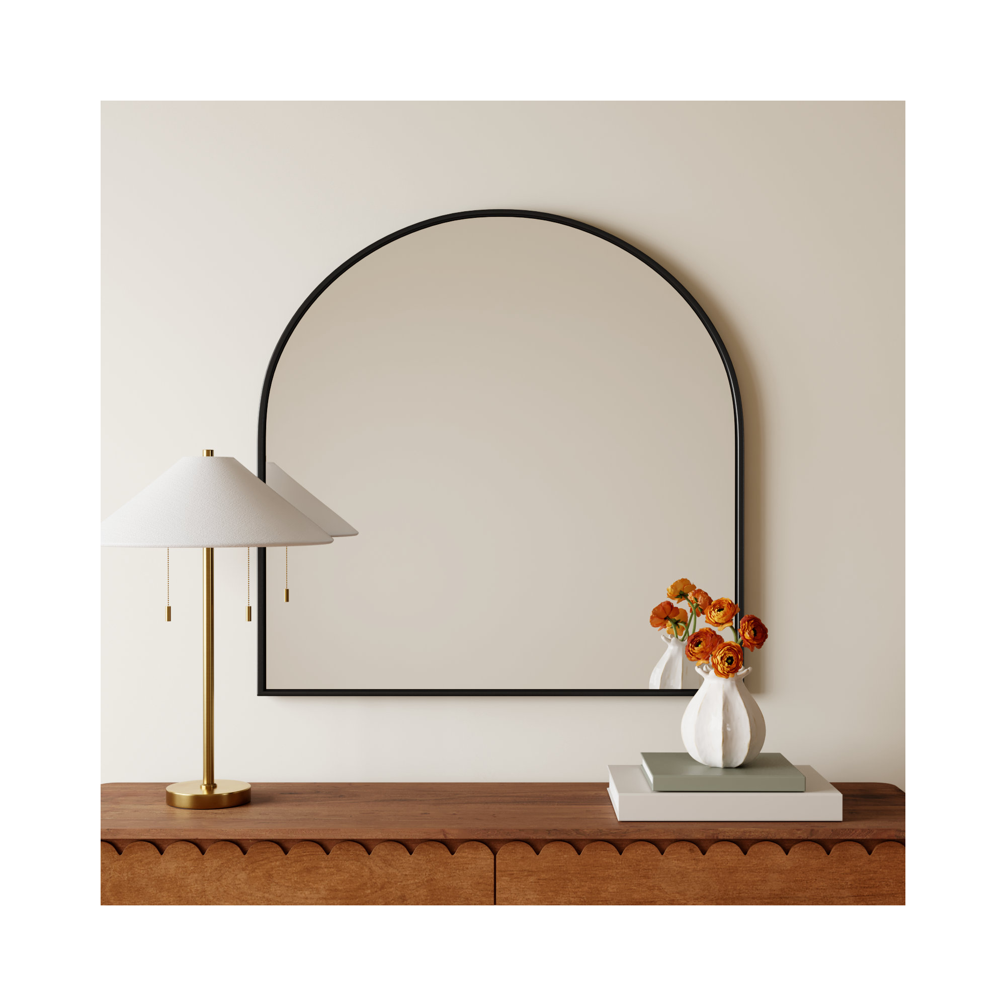 Sabine Metal Arch Wall Mirror, Black, 36" x 36"