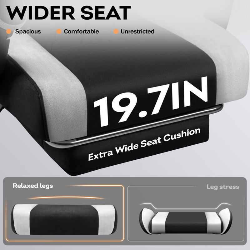 Fabric Gaming Chair With Massage Lumbar Support, High Back Ergonomic Computer Chair With Footrest, Reclining Game Chair With Linkage Armrests