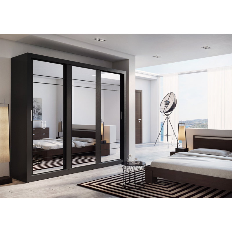 Creekbluff 3 Door Wardrobe, Black Matte