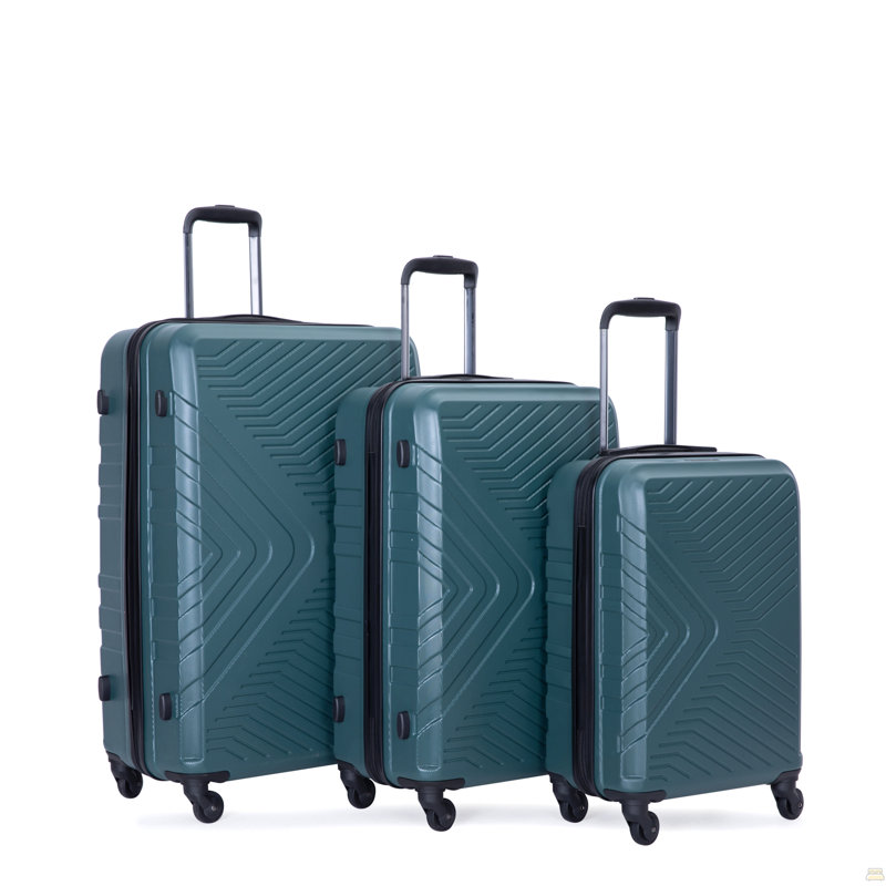 Ensemble de valises 3 pièces, ensemble de valises avec roulettes, serrure TSA, ensembles de valises rigides en ABS, ensembles de valises de voyage légères, 20/24/28 pouces, vert foncé