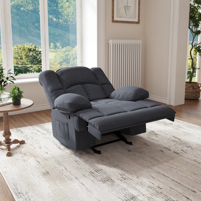 Greta 40.1" Wide Upholstered Recliner, Gray Performance Velvet