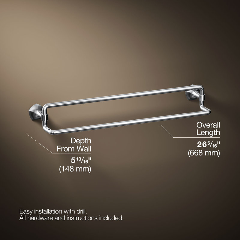 Occasion 24 In. Double Towel Bar, Polished Chrome