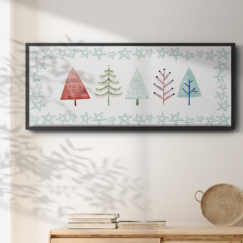 Christmas Tree Whimsy Collection C- Framed Canvas, 8" H x 20" W