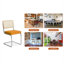 Ensemble de 2 chaises d'appoint en velours orange riche avec base en porte-à-faux chromée et dossier en rotin, chaises de salle à manger de style Mid-Century moderne
