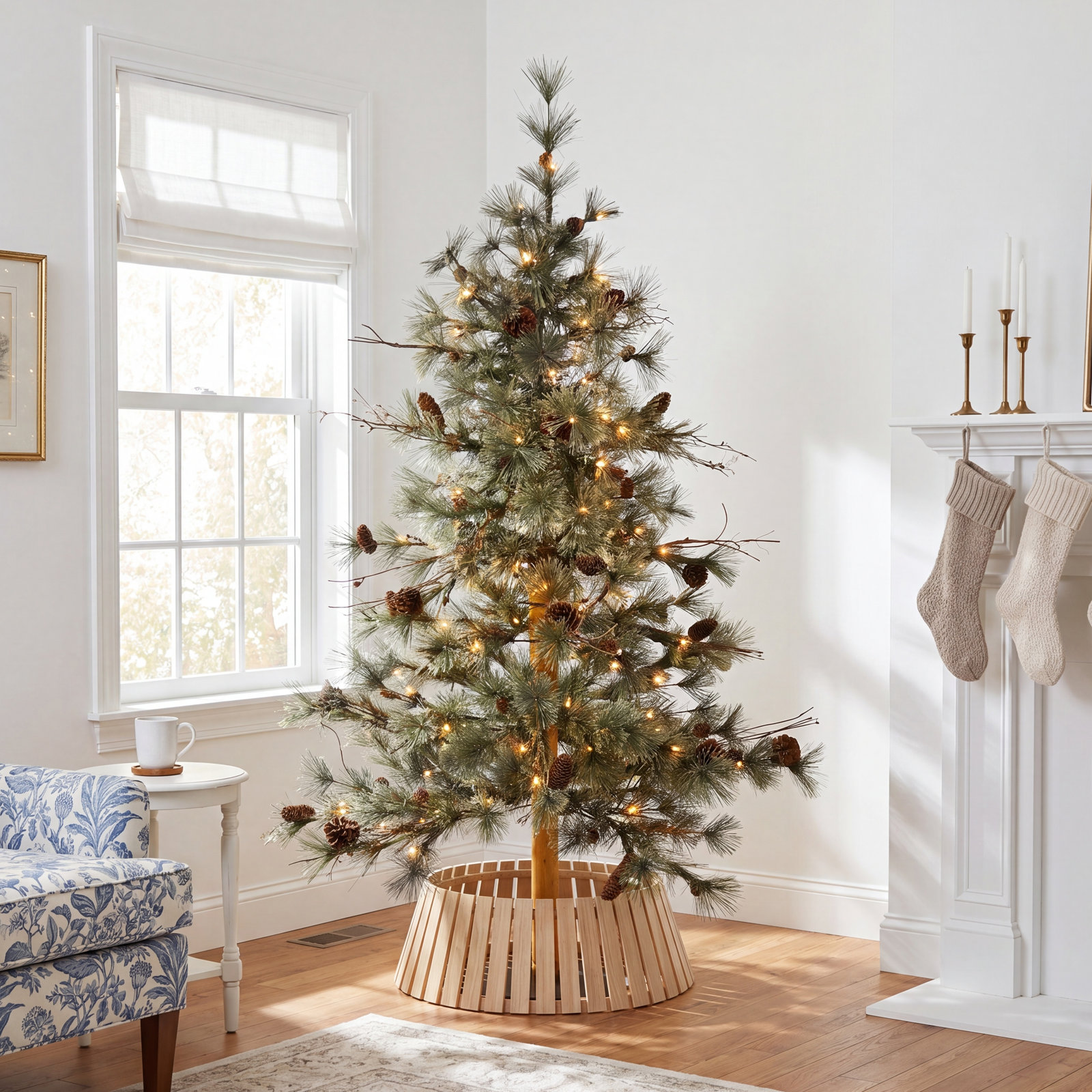 Dakota Pine Lighted Artificial Pine Christmas Tree, 7'