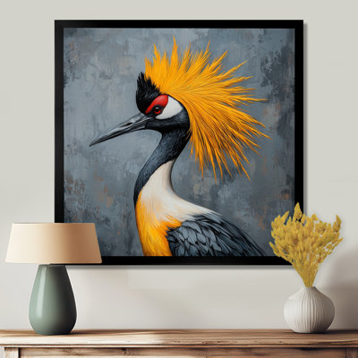 Grue grise et jaune - oiseau, art mural