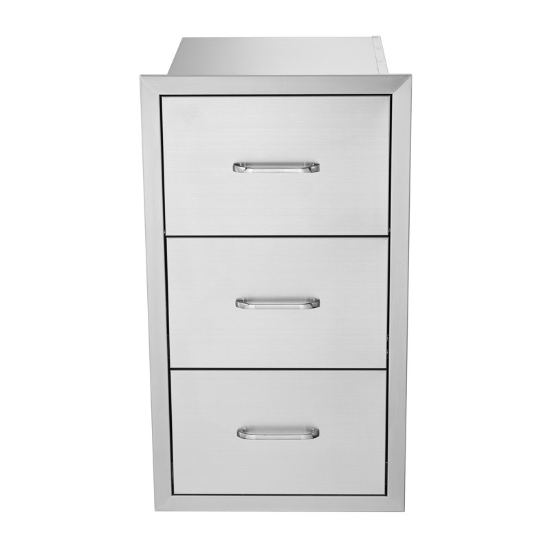 Combo de rangement pour cuisine en acier inoxydable de qualité supérieure - Tiroirs à double accès avec porte-serviettes en papier intégré pour îlot de barbecue