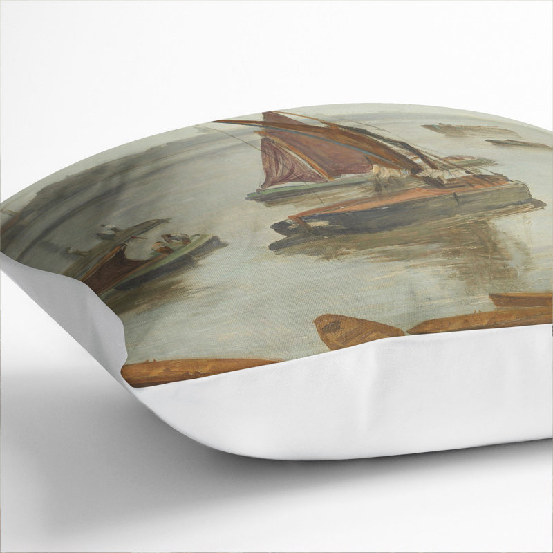 Old Battersea Reach Square Throw Cushion, 55cm H x 55cm W x 20cm D, White