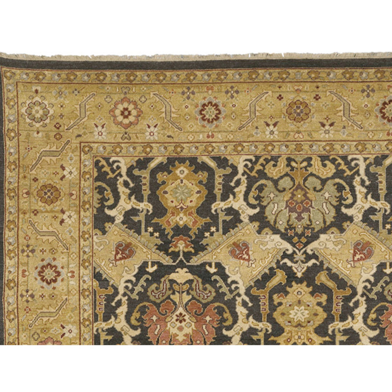 Wool Oriental Area Rug in Brown/Black/Red, Rectangle 4' x 6'
