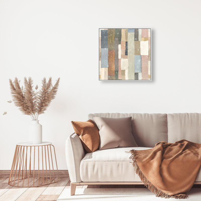 Beige Blocks II Canvas Abstract Print by Oliver Gal, Black Frame, 12 x 12, 31"H x 31"W, White Frame