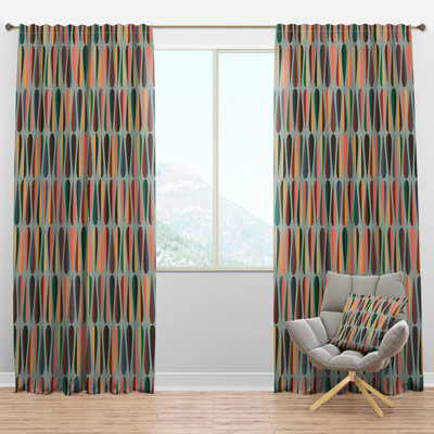 Retro Abstract Drops V - Rideau Mid-Century - Velours obscurcissant - 1 panneau
