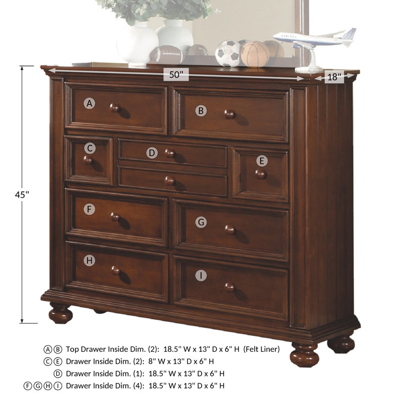 Patillo 50'' W 9 - Drawer Dresser, Chocolate