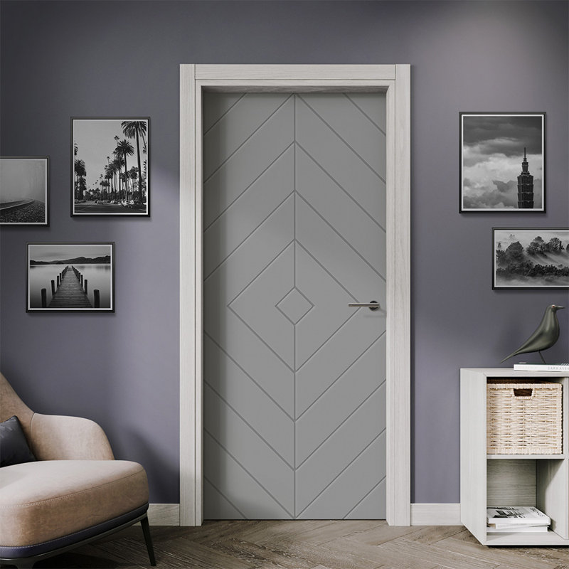 Porte standard à panneaux en bois, Gris clair, 30 po x 96 po