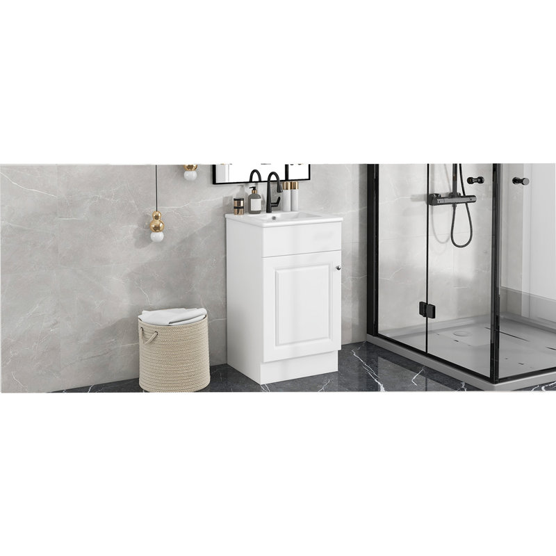 Meuble-lavabo de salle de bain avec lavabo, Blanc