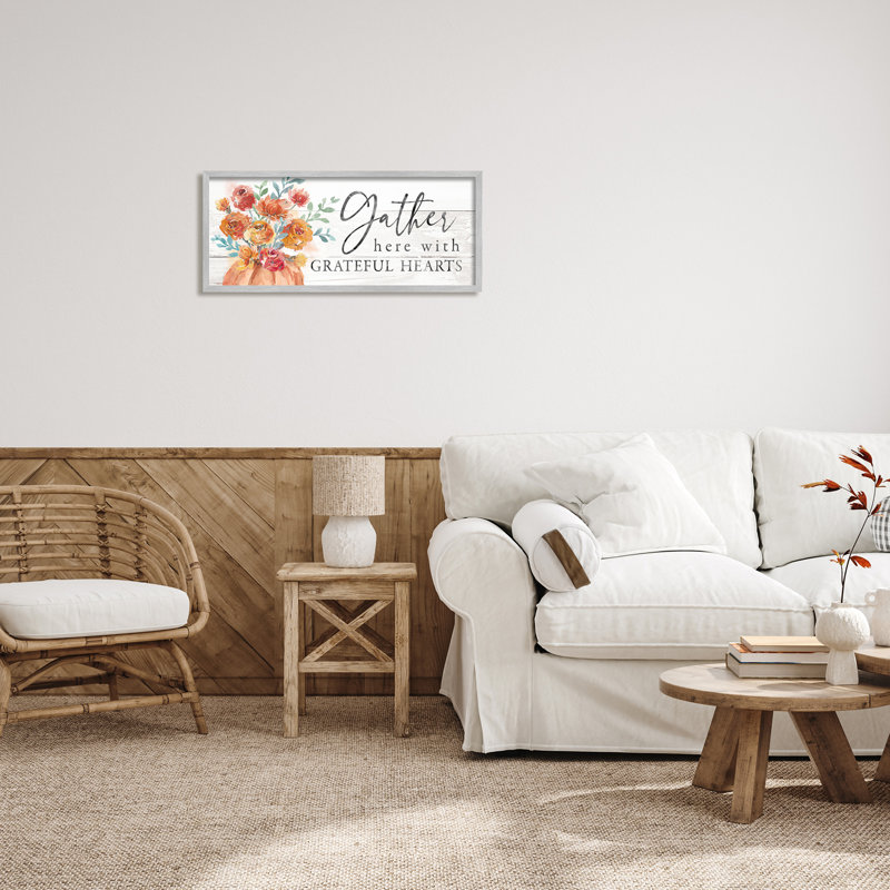 Gather Grateful Hearts Seasonal Harvest, H 13 po x l 30 po x P 1,5 po, Estampe numérique Farmhouse
