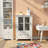 Single Glass Door Buffet Cabinet with Antique Bell Handle - White Kitchen & Living Room Storage Sideboard