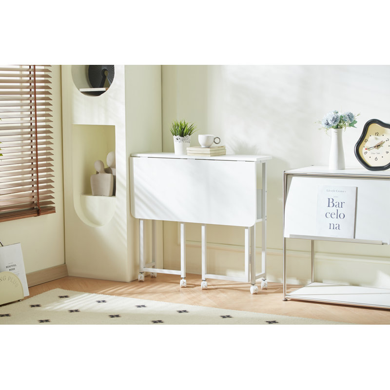 Folding Desk Small Foldable Desk for Small Space, 31.5 Inches Writing Computer Desk in Study, Home Office Foldable Office Desk for Bedroom 80*58,white