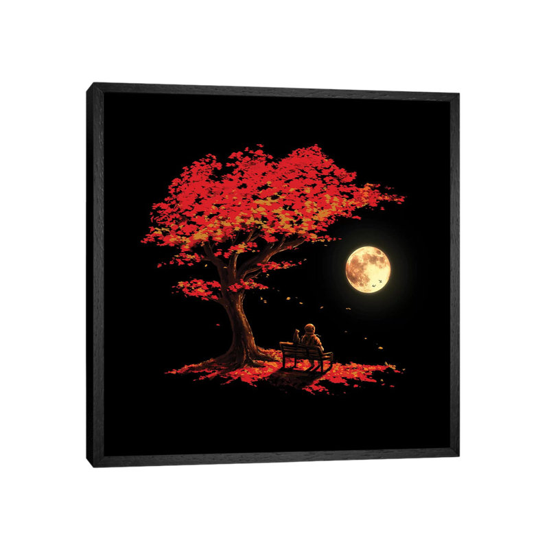 Autumn Moon 1 Piece Wall Art on Canvas, 45.72cm H x 45.72cm W x 3.81cm D, Black Framed