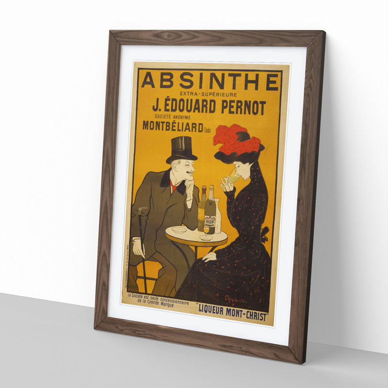 Vintage Absinthe Advertisement - Picture Frame Graphic Art, 36cm H x 27cm W x 2cm D, Walnut