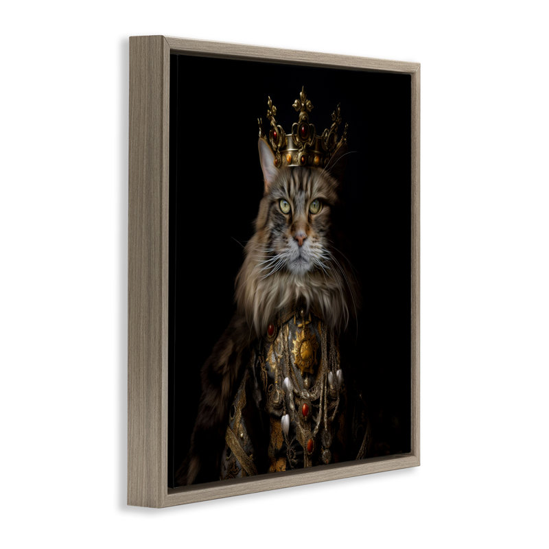 Cadre flottant Purrfectly Proper Cat, design par Kelley Parker, H 25 po x l 25 po, Cadre flottant orme Montalcino
