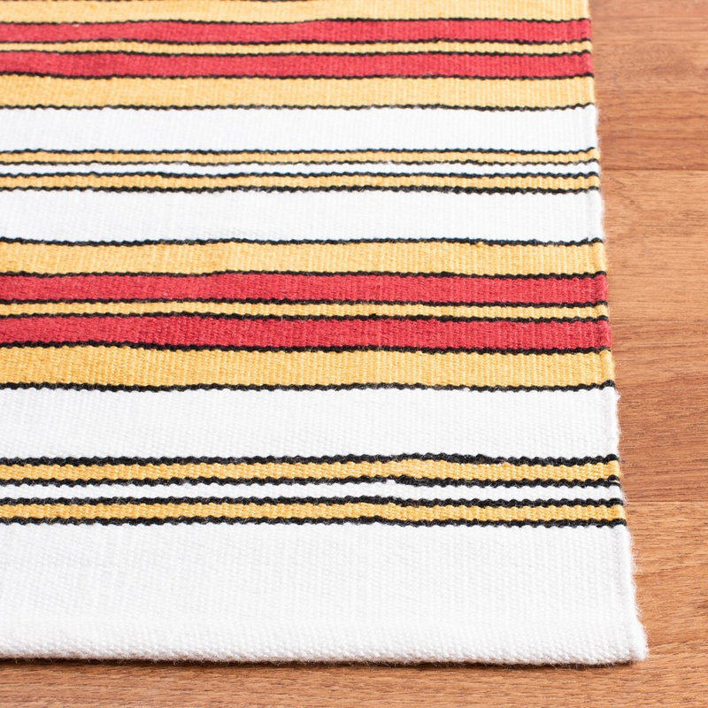 Racing Point Striped Area Rug in Terry White/Racing Red, Rectangle 9' x 12'