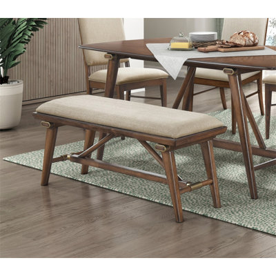 Banc rembourré en bois de conception moderne pour salle à manger et cuisine, finition brune, sièges confortables
