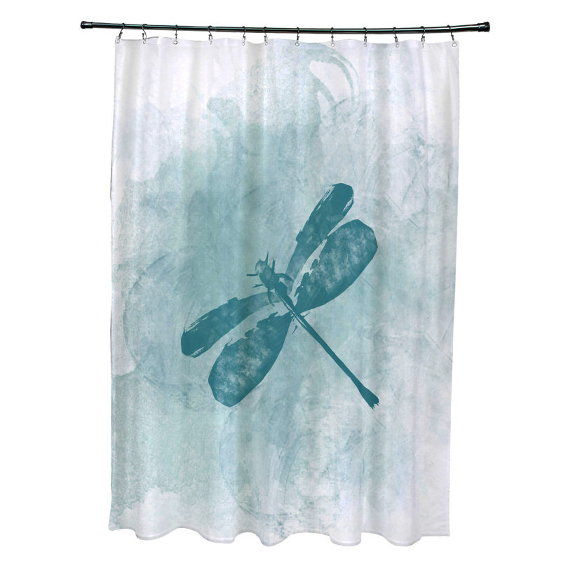 Rideau de douche simple libellule summer Oneill, Bleu sarcelle