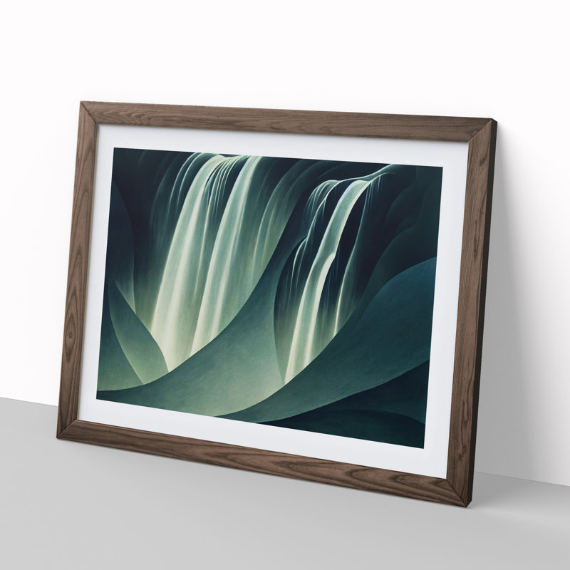 Shimmering Waterfall - Framed Print, 25cm H x 34cm W x 2cm D, Walnut