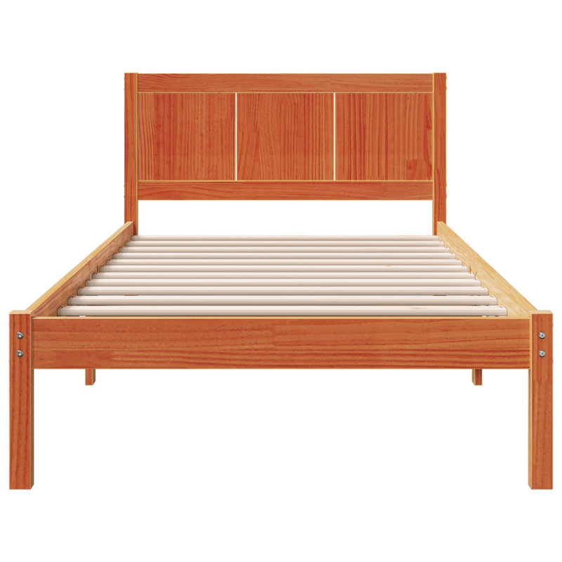 Solid Wood Bed Frame, 95.5cm x 205.5cm, Wax Brown