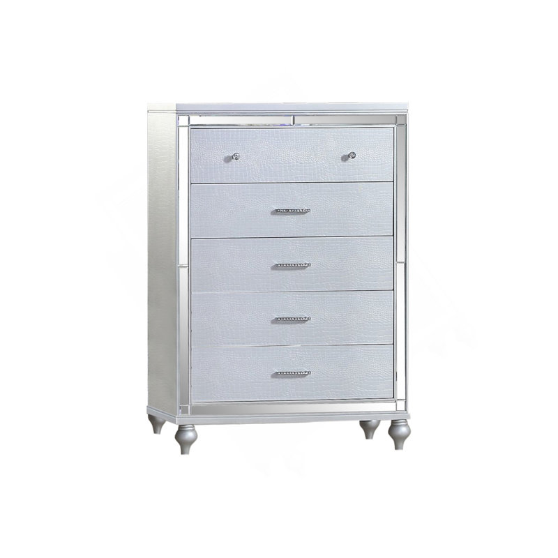Commode 5 tiroirs Sterling, Argent argent