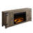 55" Brown Solid Wood TV Stand Console With Two-Door Storage Compartments Electric Fireplace
