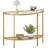 Glass Half Moon Console Table 2 Tier Narrow Entryway Table With Gold Metal Frames, Modern Couch Table Small Entry Way Tables, Easy Assembly, Clear Glass Gold Frames