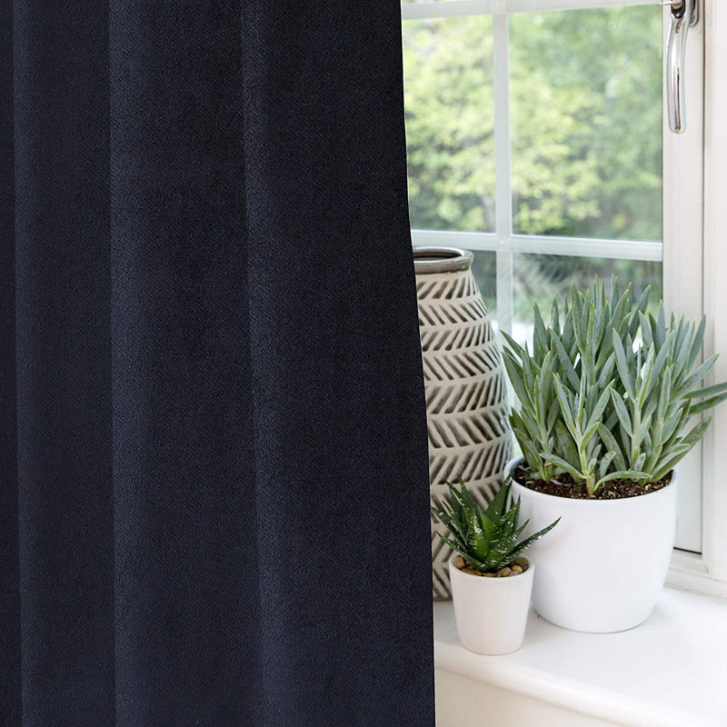 Socotrine Blackout Curtain Pair, Width 167 x Drop 137cm, Black
