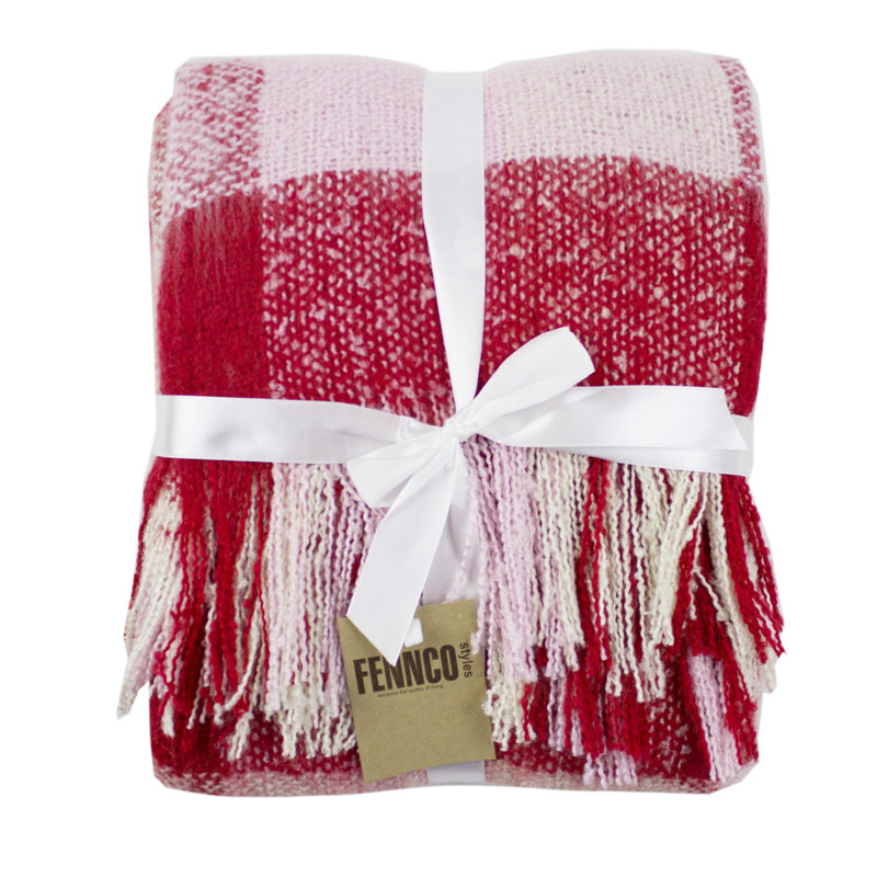 Knitted Throw Blanket, Red
