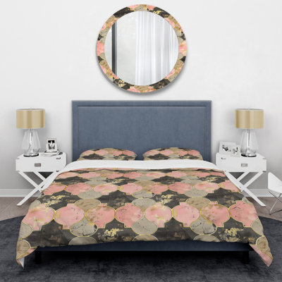 Ensemble de housse de couette doré rose à quatre feuilles Glam III - Glam
