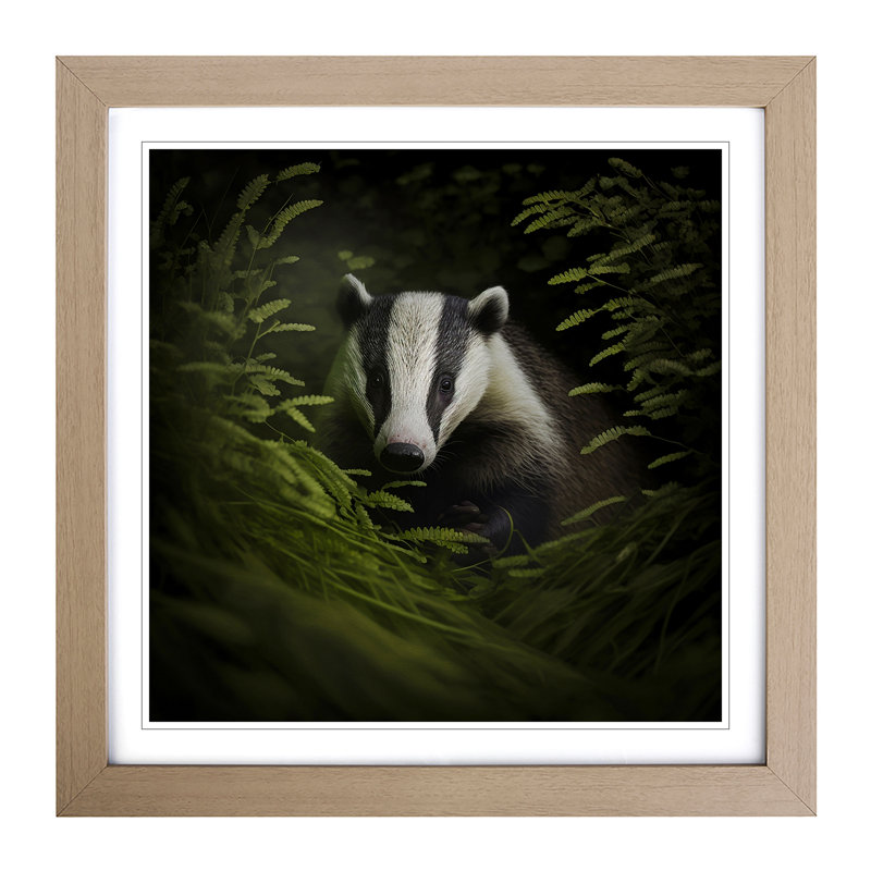 Badger Photograph No.2 - Framed Print, Oak