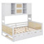 Lit de jour en bois à panneaux de rotin, unité de rangement supérieure et lit gigogne-521280583-521280582