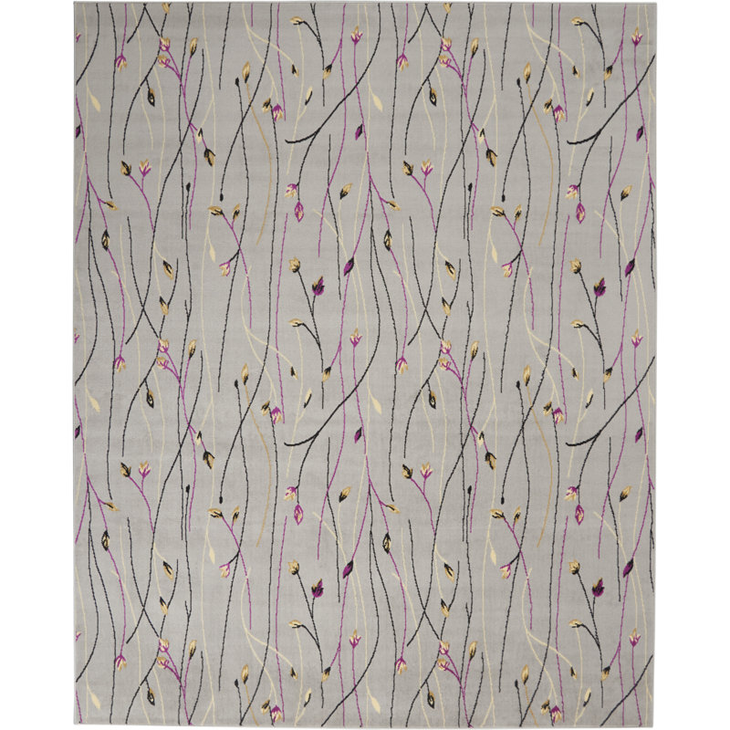 Tapis gris Bo Botanical Eclectic, Rectangle 8 pi 6 po x 12 pi