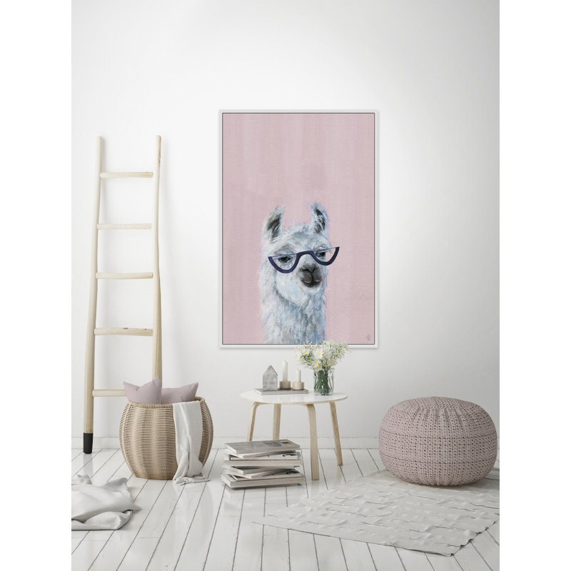 « studious llama », reproduction de peinture à l’acrylique sur toile encadrée, H 60 po x l 40po x P 1,5 po