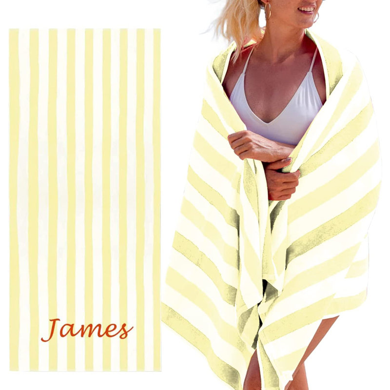 Serviette de plage 100% coton Ayomipo, Oui, Jaune