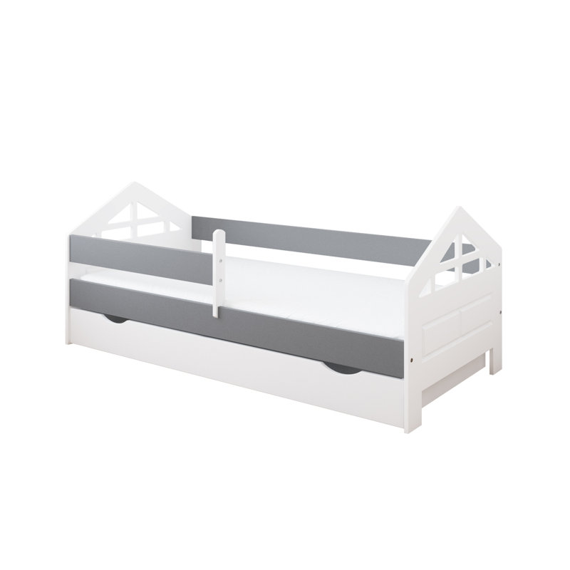Vezina Cabin Bed with Storage Included, 80 x 140 cm, White/Grey